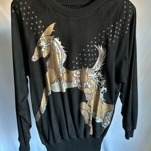 Vintage Suede Black & Metallic Gold Sweatshirt